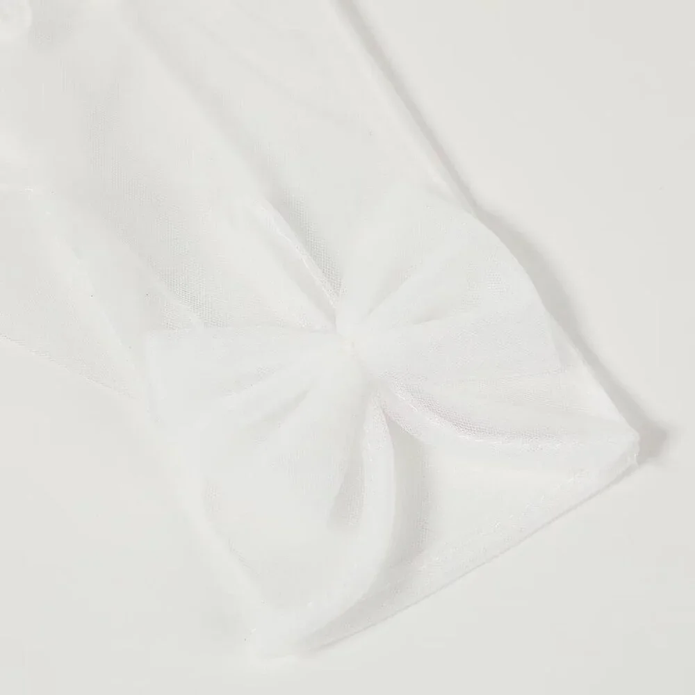 Women's White Evening Sheer Tulle Short Length Gloves Wrist Tea Party Prom
